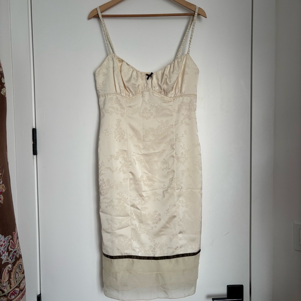 Reformation Cream Midi Wilkins Dress